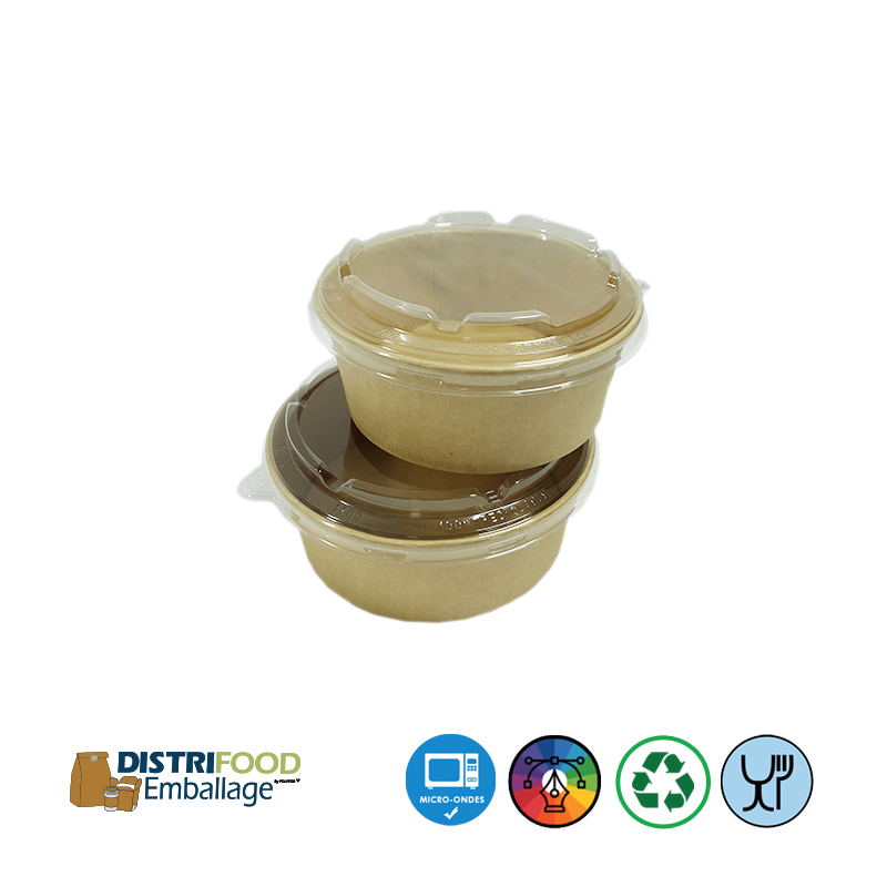 Saladier carton kraft naturel pour salades et plats froids