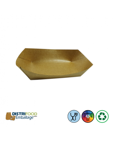 Barquette bateau en carton kraft brun