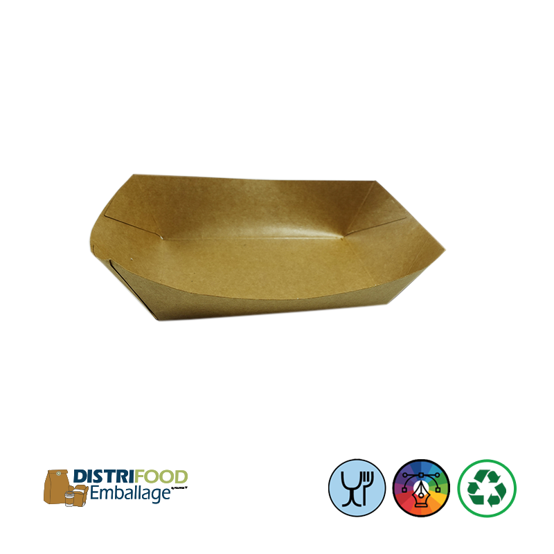 Barquette bateau en carton kraft brun