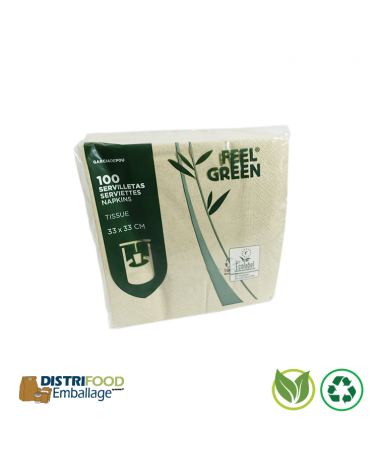 Serviette recyclée - 33 x 33 cm - Colis de 2400