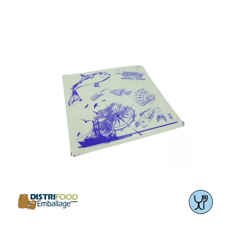 Pochette papier à fermeture adhésive pour poissonnerie