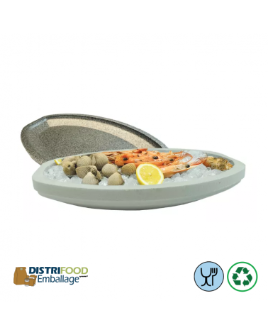 Plateaux de fruits de mer ovale polystyrène blanc