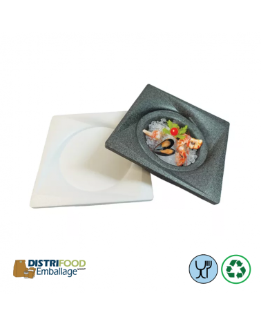 Plateau de fruits de mer carré polystyrène 380 x 380 mm