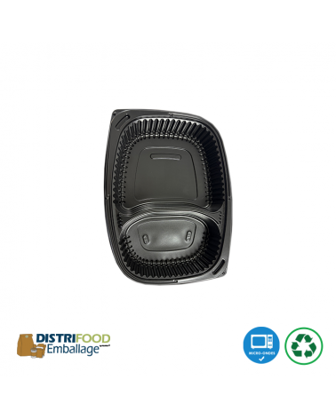 Boîte traiteur micro-ondable noire pour professionnels de la restauration.