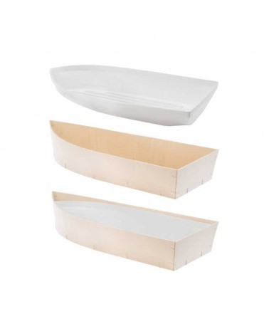 bateau bois pour présentation de fruits de mer